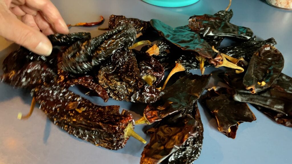 Photo shows a pile of dried chiles