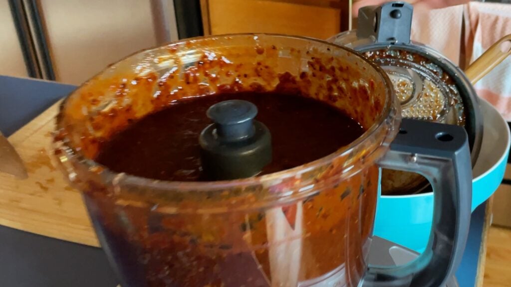Photo shows smooth sauce in the food processor