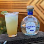 Photo shows Margarita with tequila bottle