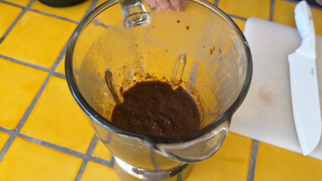 Photo shows the chile paste in the blender
