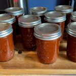 Photo shows jars of barbecue sauce all done and ready for the pantry