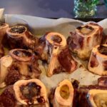 Photo shows the bones after 20 minutes in the oven with melted marrow