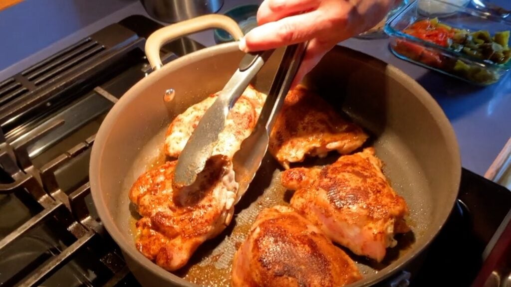 Photo shows the chicken browned