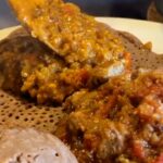 Photo shows Misir Wat served on Injera
