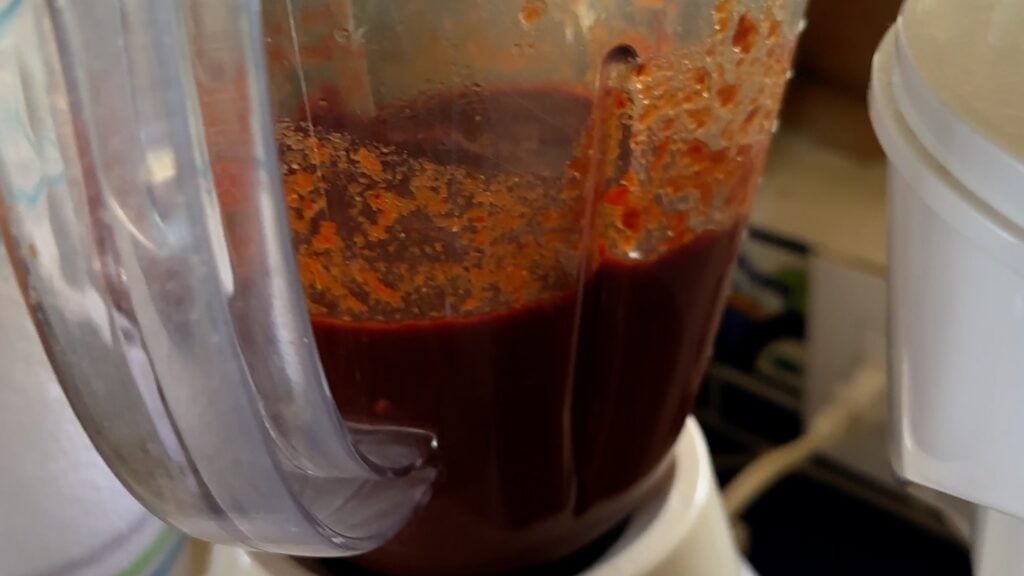 Photo shows the blended chile mixture