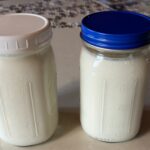 Photo shows 2 quart jars of yogurt