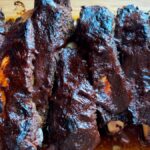 Photo shows slow cooked beef ribs