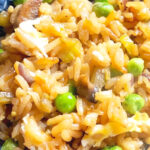 Photo shows a bowl of fried rice
