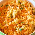 Photo shows a bowel of Mexican Coleslaw